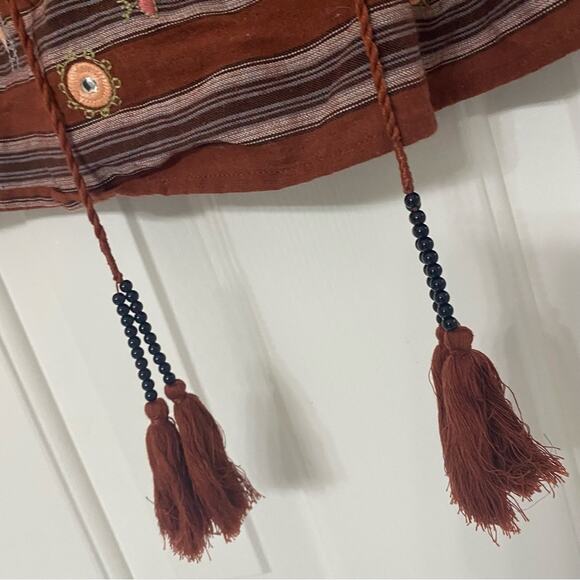 ALTAR’D STATE • Embellished Embroidered Tassel Boho Halter Corset Top - Picture 6 of 9